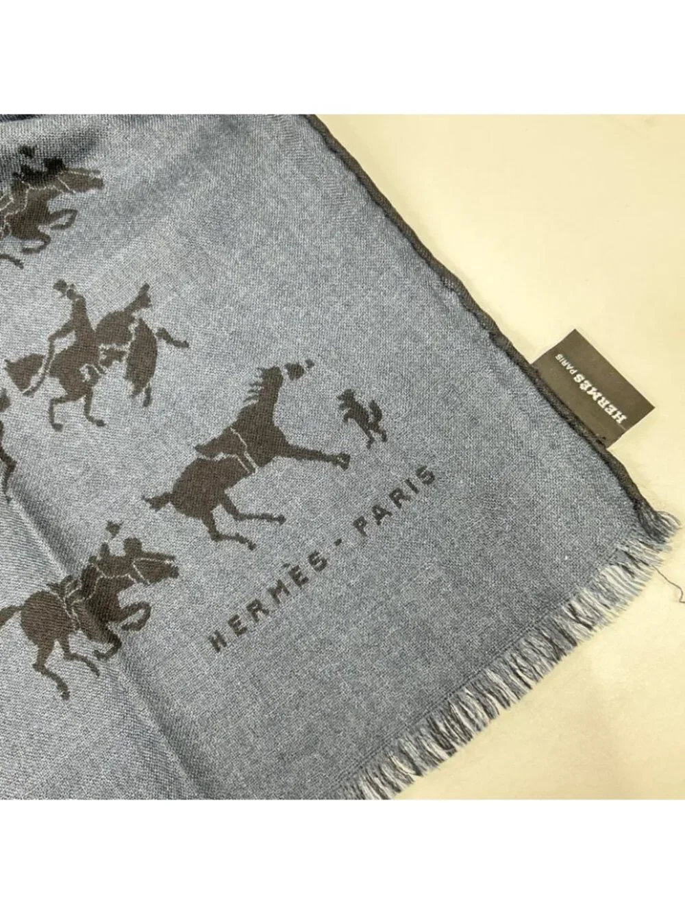 Hermes Navy Cashmere Silk Hose Scarf